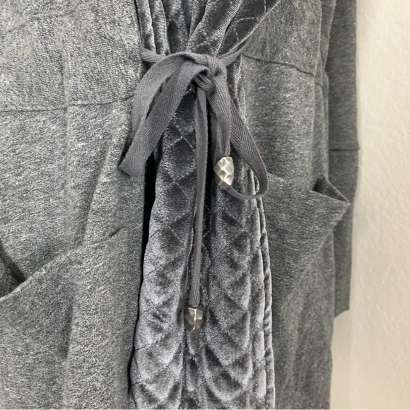 Soft Surroundings Lilas Gray Velvet Trim Cardigan Drawstring Waist Size M - Picture 4 of 16